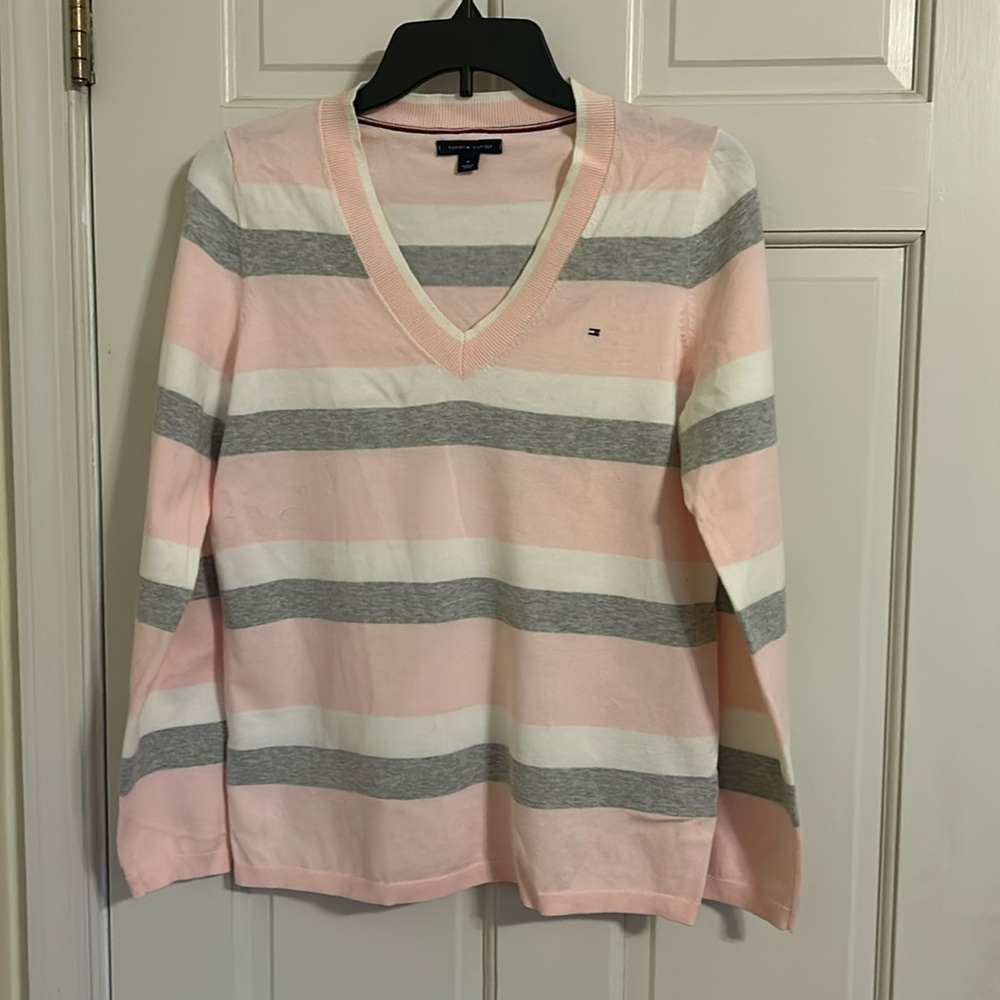 Pink, White and grey Tommy Hilfiger sweater